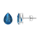 2.50 CT Solitaire Stud Earrings with Pear Shaped London Blue Topaz