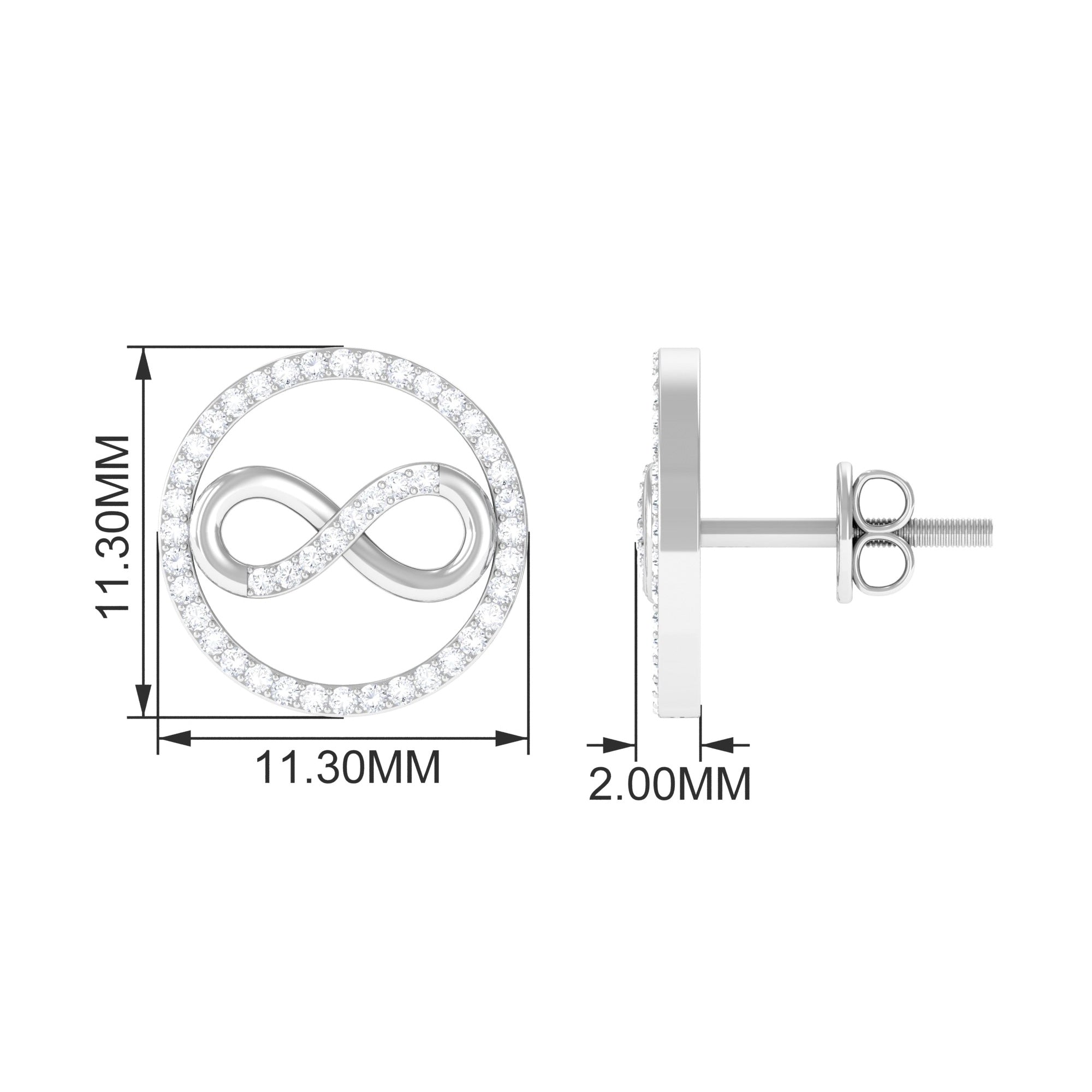 1/4 CT Open Circle and Infinity Diamond Stud Earrings