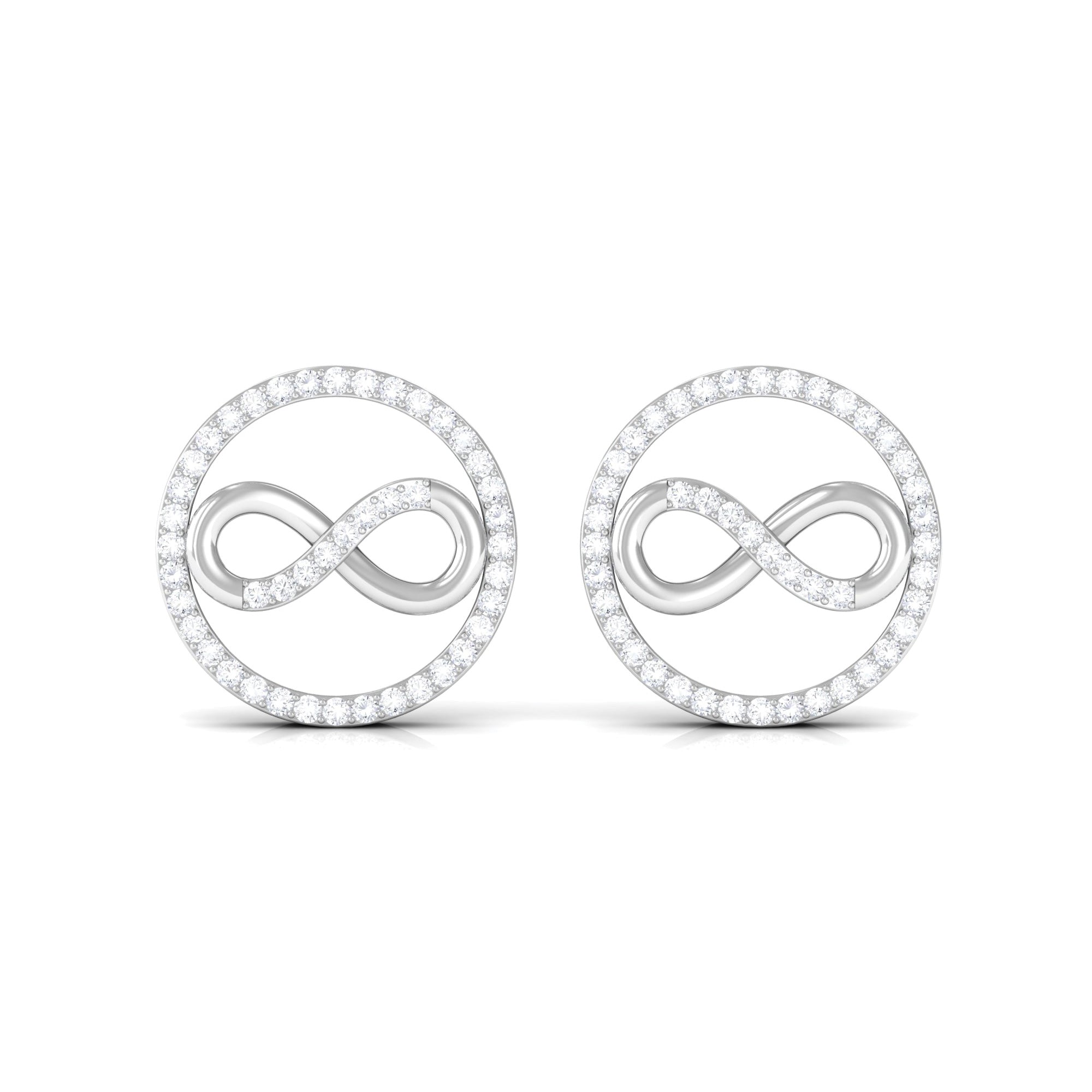 1/4 CT Open Circle and Infinity Diamond Stud Earrings