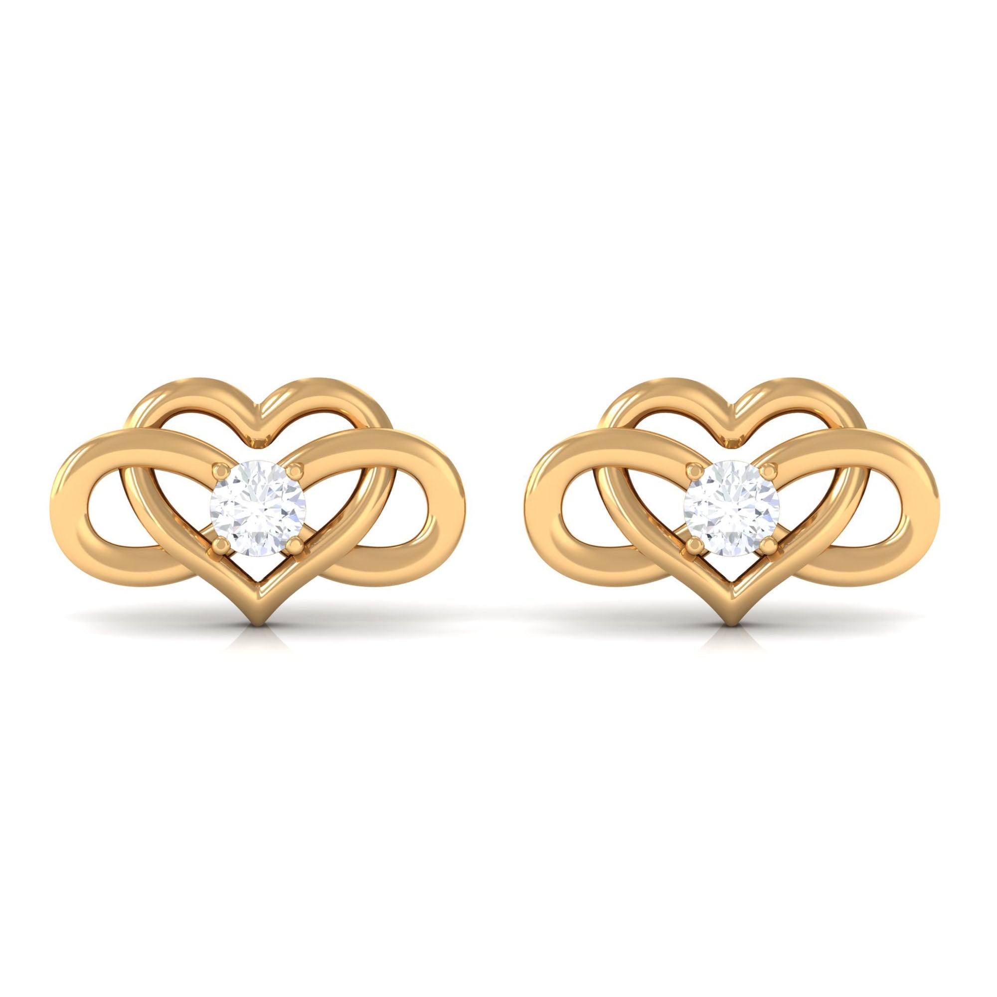 Natural Diamond Infinity Heart Earrings with Screw Back