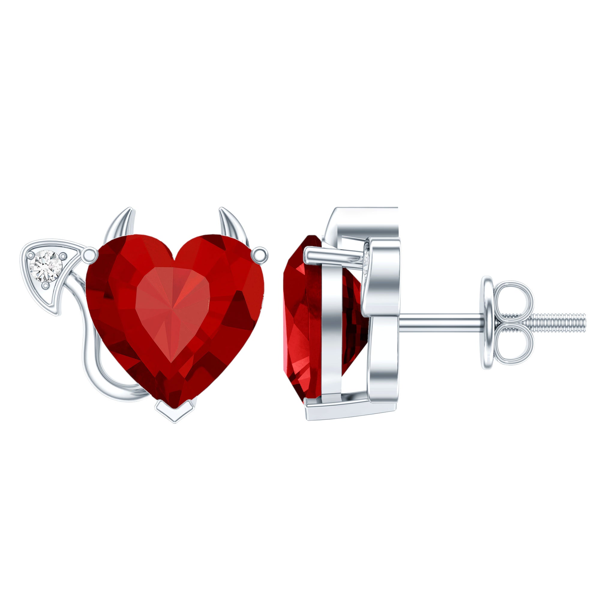 Certified Lab Grown Ruby Devil Heart Earrings