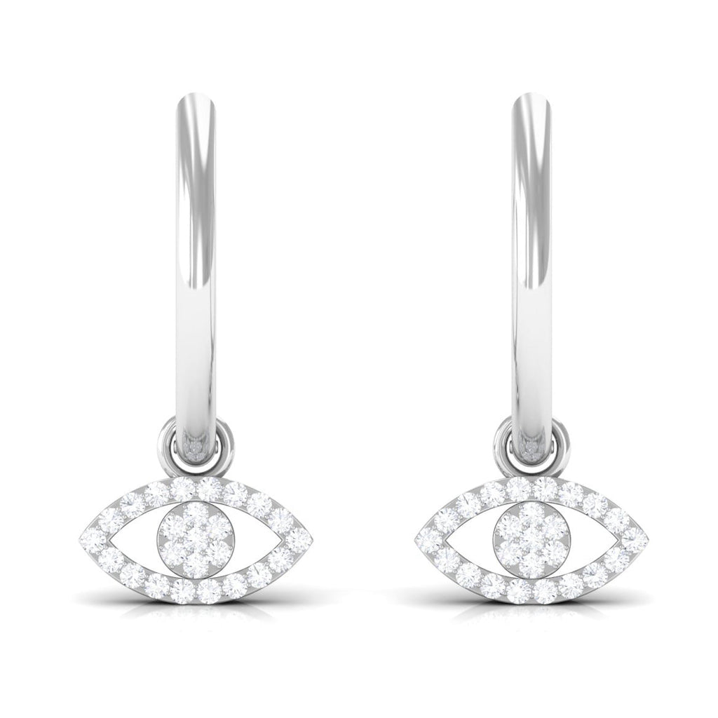 Natural Diamond Evil Eye Drop Hoop Earrings