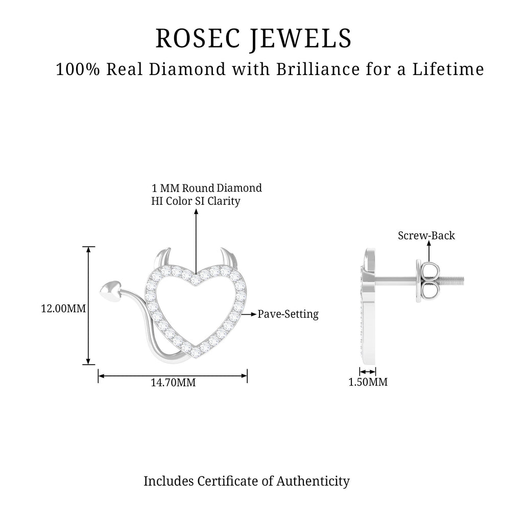 Round Diamond Devil Heart Earrings