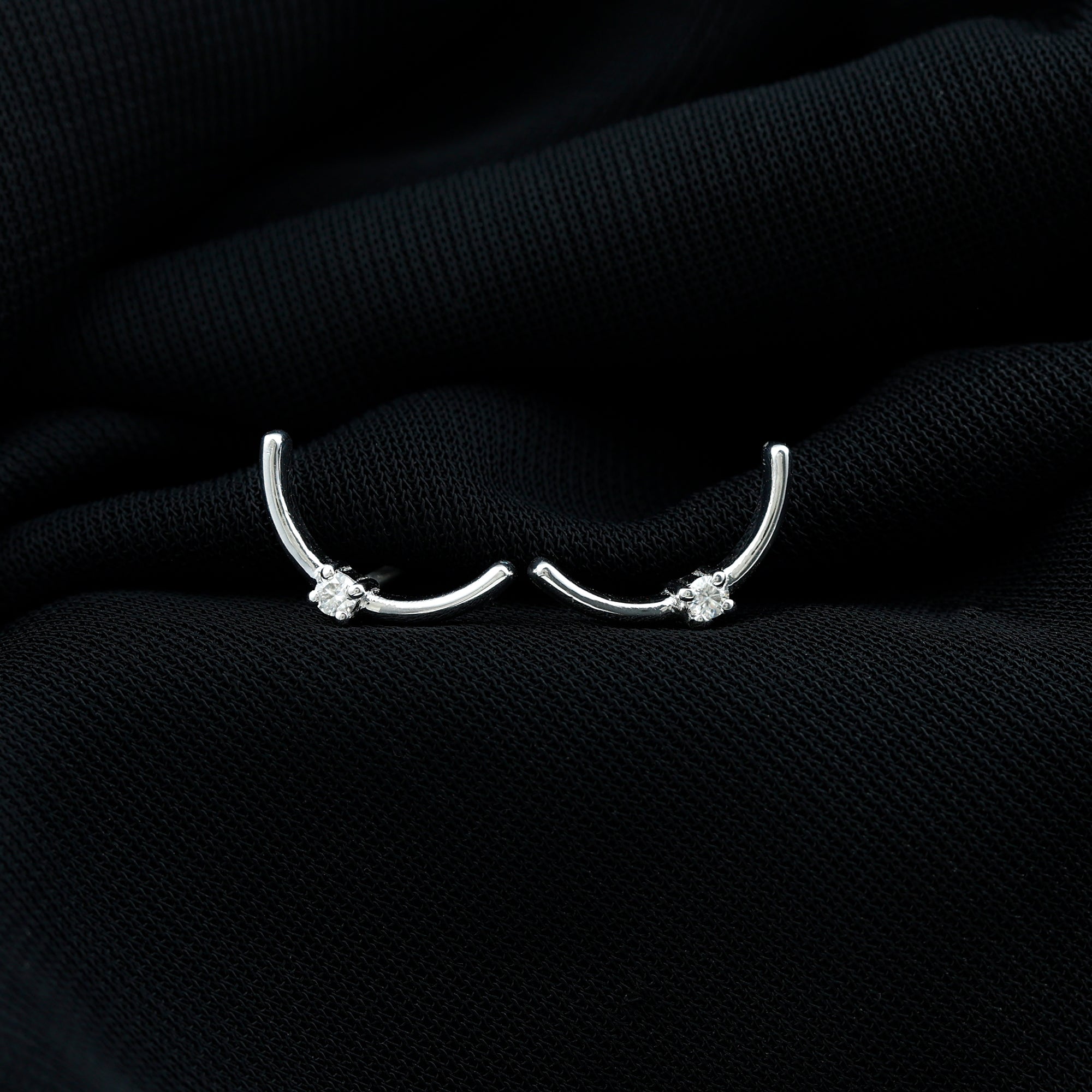 Certified Moissanite Curved Stud Earrings