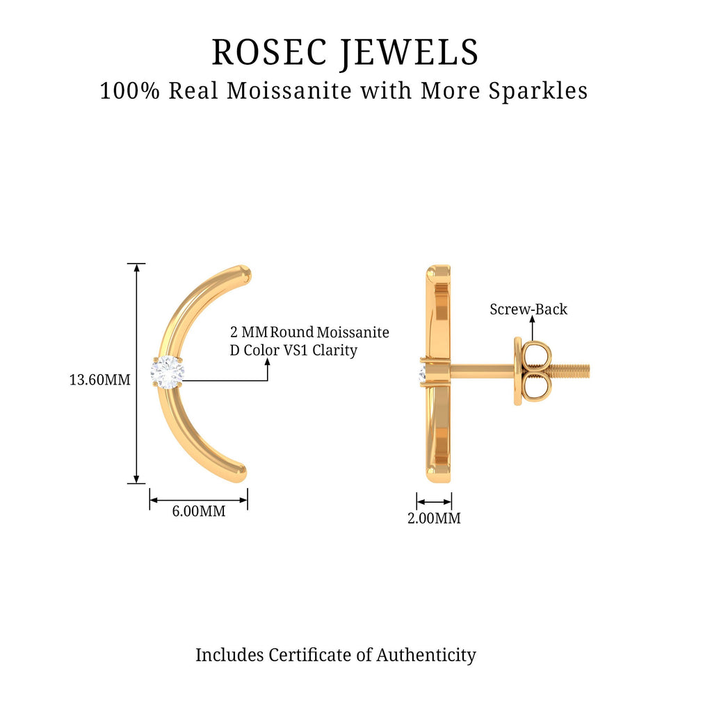 Certified Moissanite Curved Stud Earrings