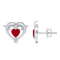 1 CT Heart Shape Ruby Dolphin Stud Earrings