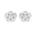 Oval Shaped Diamond Cluster Stud Earrings