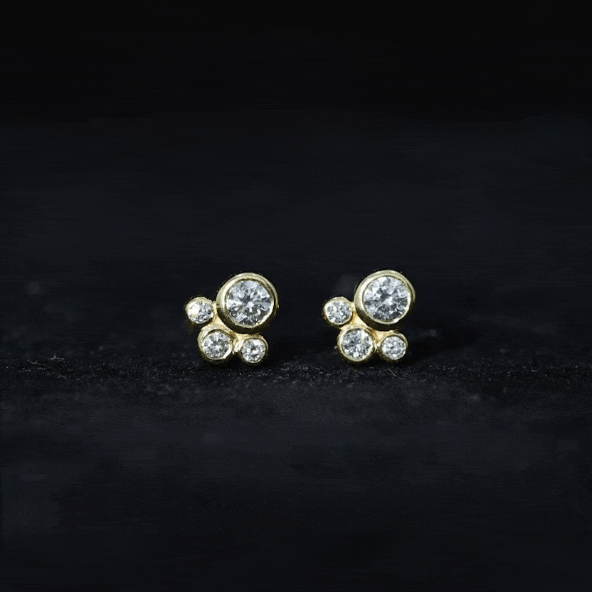 1/2 CT Contemporary Diamond Bezel Cluster Stud Earrings