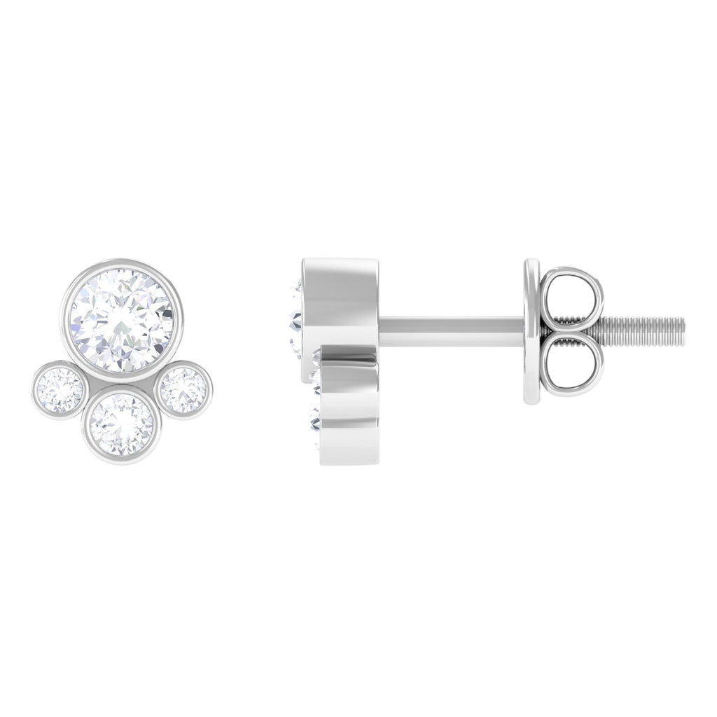 1/2 CT Contemporary Diamond Bezel Cluster Stud Earrings