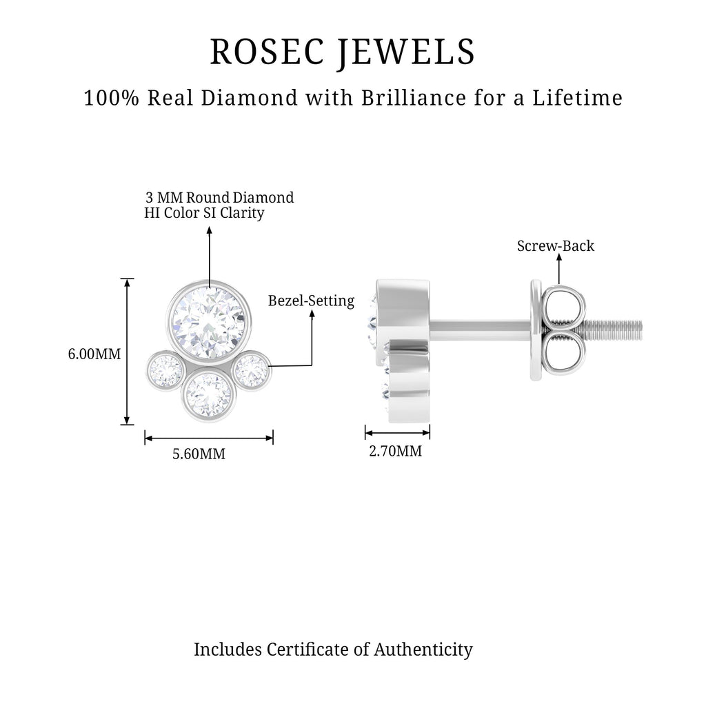 1/2 CT Contemporary Diamond Bezel Cluster Stud Earrings
