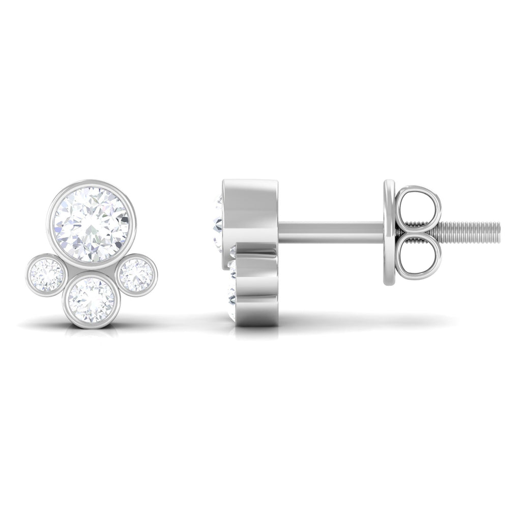 1/2 CT Contemporary Diamond Bezel Cluster Stud Earrings