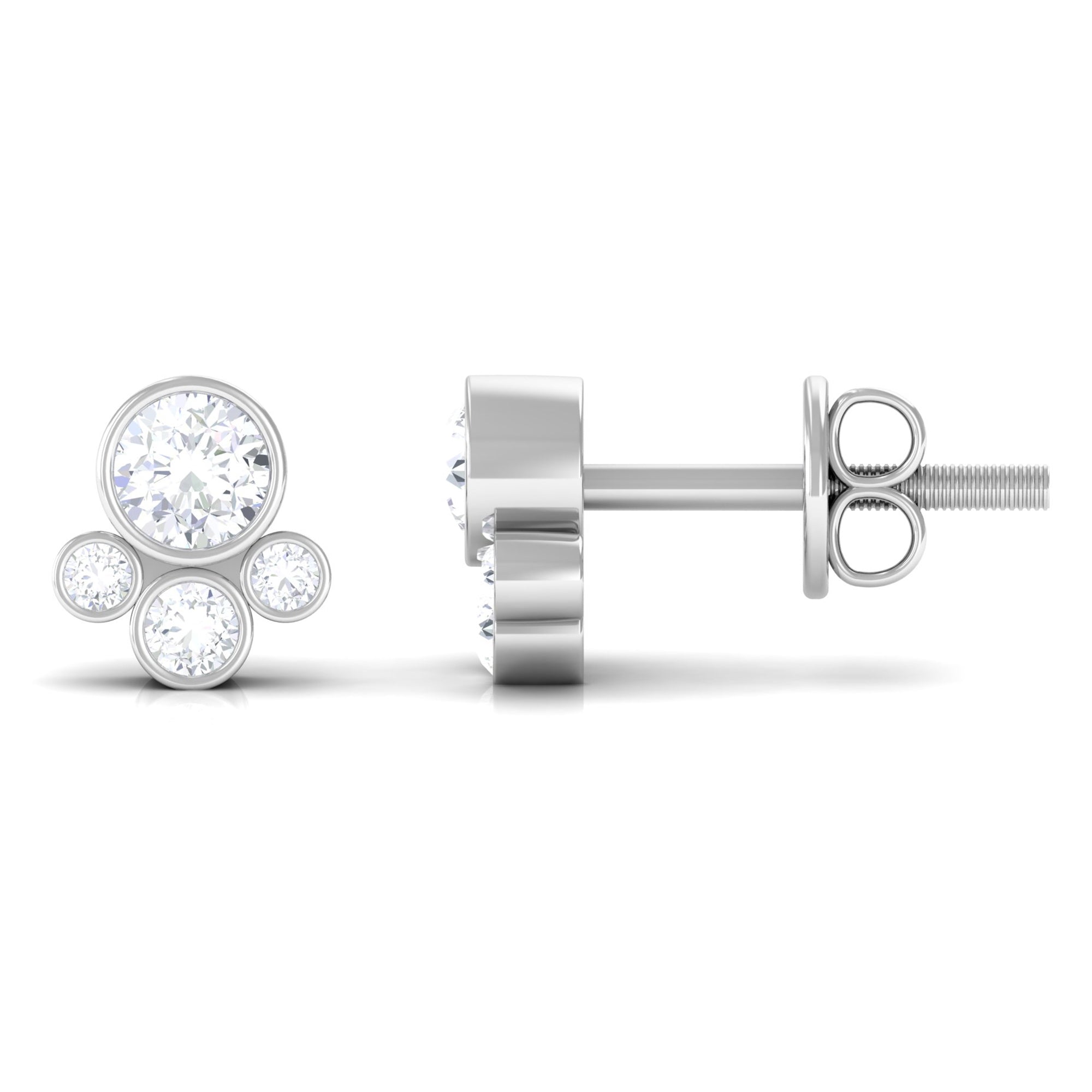 1/2 CT Contemporary Diamond Bezel Cluster Stud Earrings