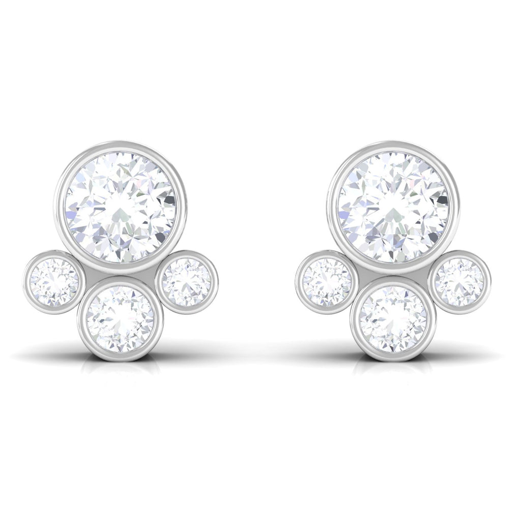1/2 CT Contemporary Diamond Bezel Cluster Stud Earrings