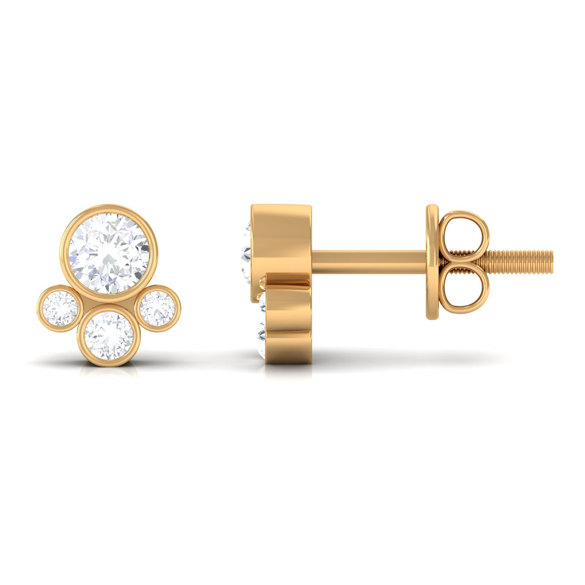 1/2 CT Contemporary Diamond Bezel Cluster Stud Earrings