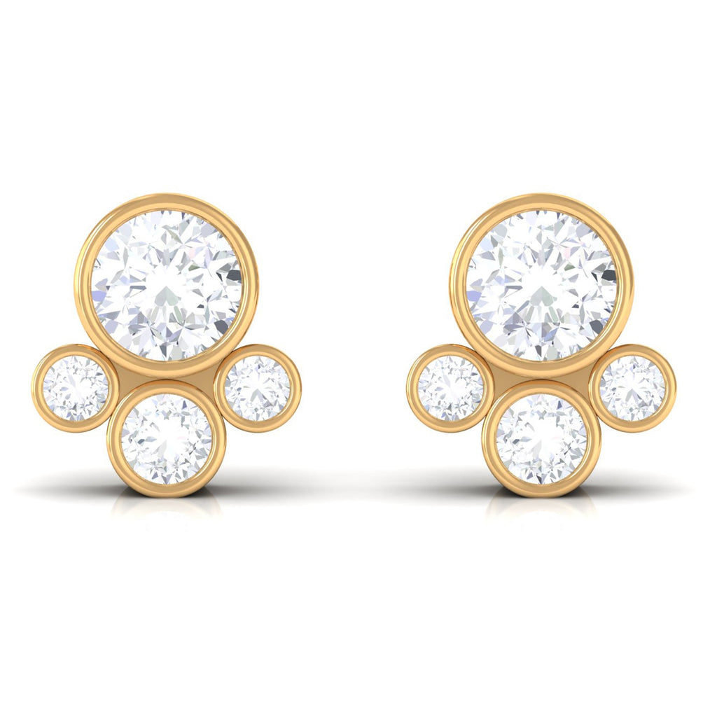 1/2 CT Contemporary Diamond Bezel Cluster Stud Earrings