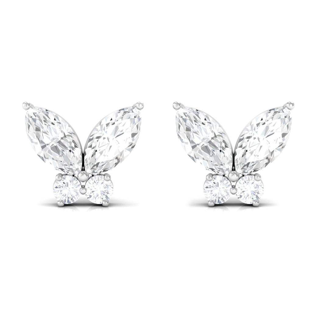 Natural Diamond Butterfly Stud Earrings with Certificate