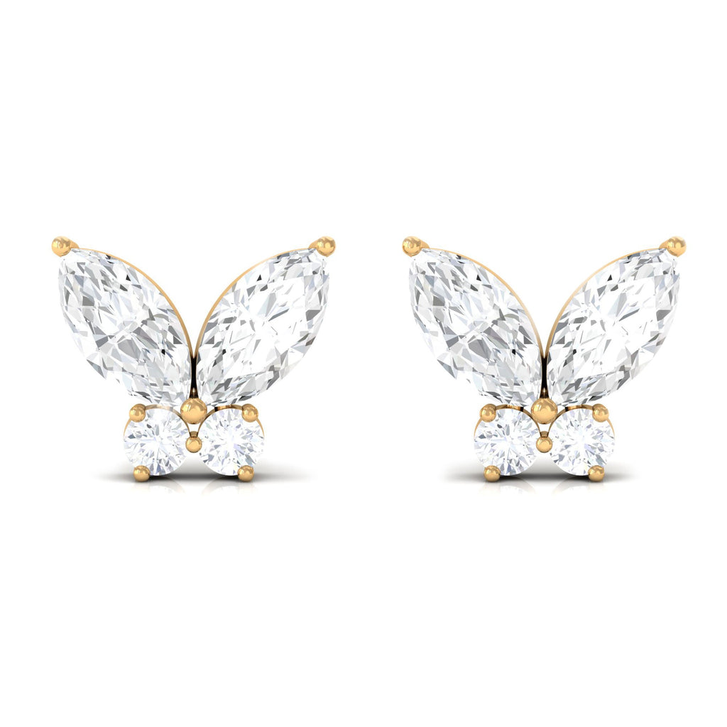 Natural Diamond Butterfly Stud Earrings with Certificate