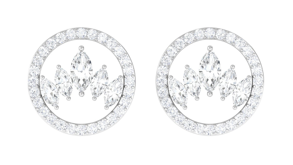 Natural Diamond Big Stud Earrings with Screw Back