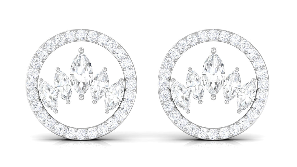 Natural Diamond Big Stud Earrings with Screw Back