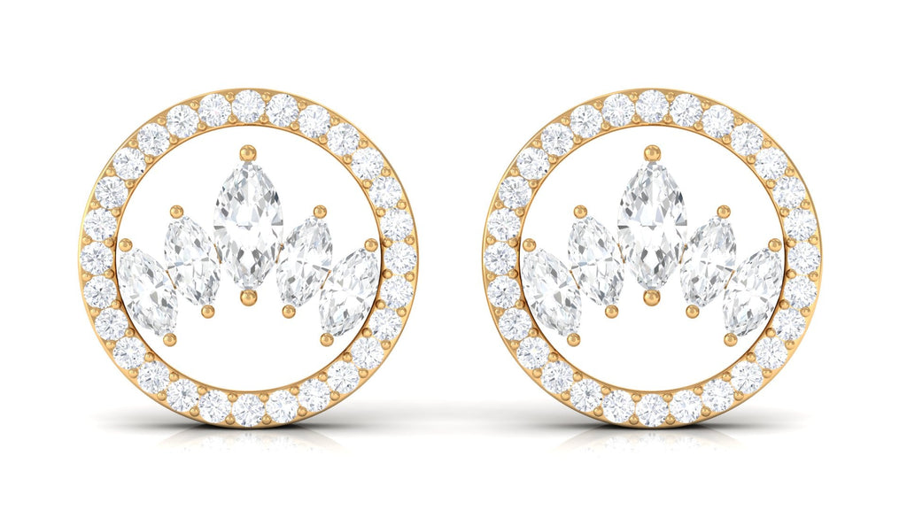 Natural Diamond Big Stud Earrings with Screw Back