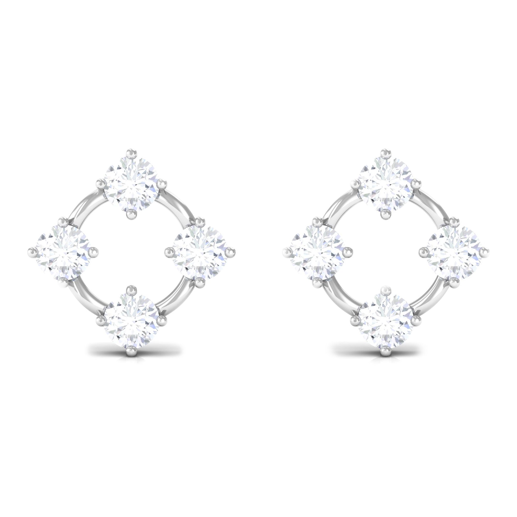 Natural Womens Diamond Stud Earrings with Screw Back