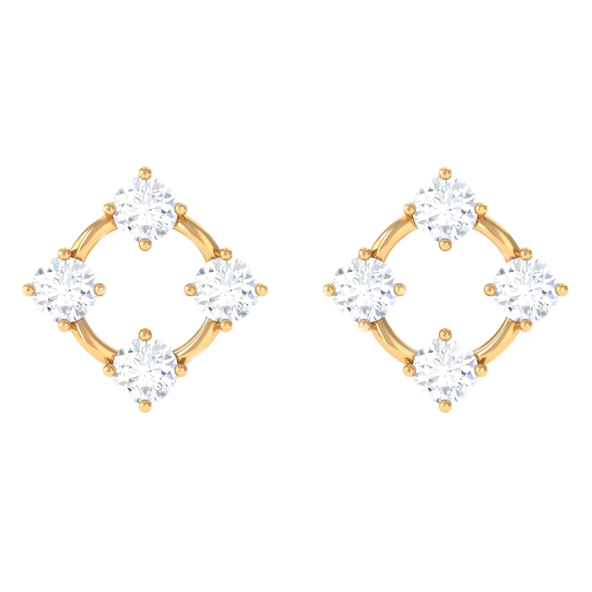 Natural Womens Diamond Stud Earrings with Screw Back
