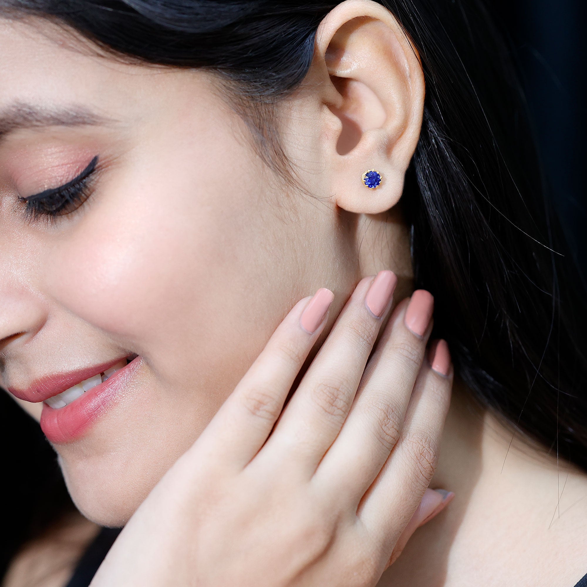2 CT Blue Sapphire Solitaire Vintage Earrings for Women