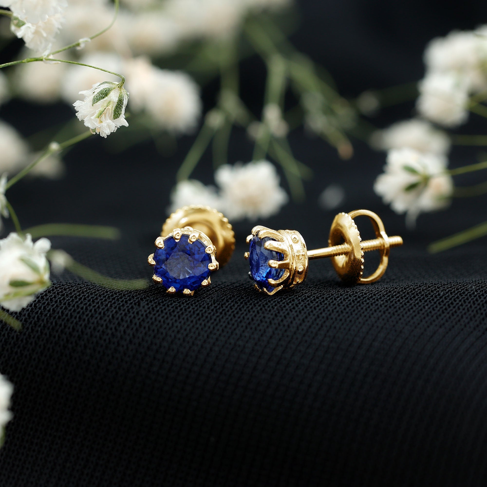 2 CT Blue Sapphire Solitaire Vintage Earrings for Women