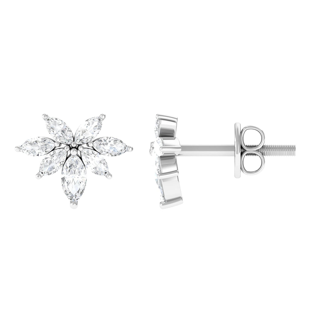 3/4 CT Real Diamond Cluster Stud Earrings in Gold