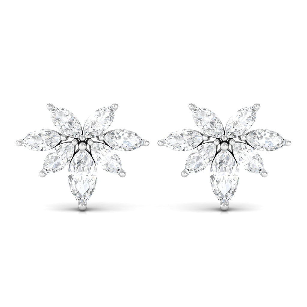 3/4 CT Real Diamond Cluster Stud Earrings in Gold