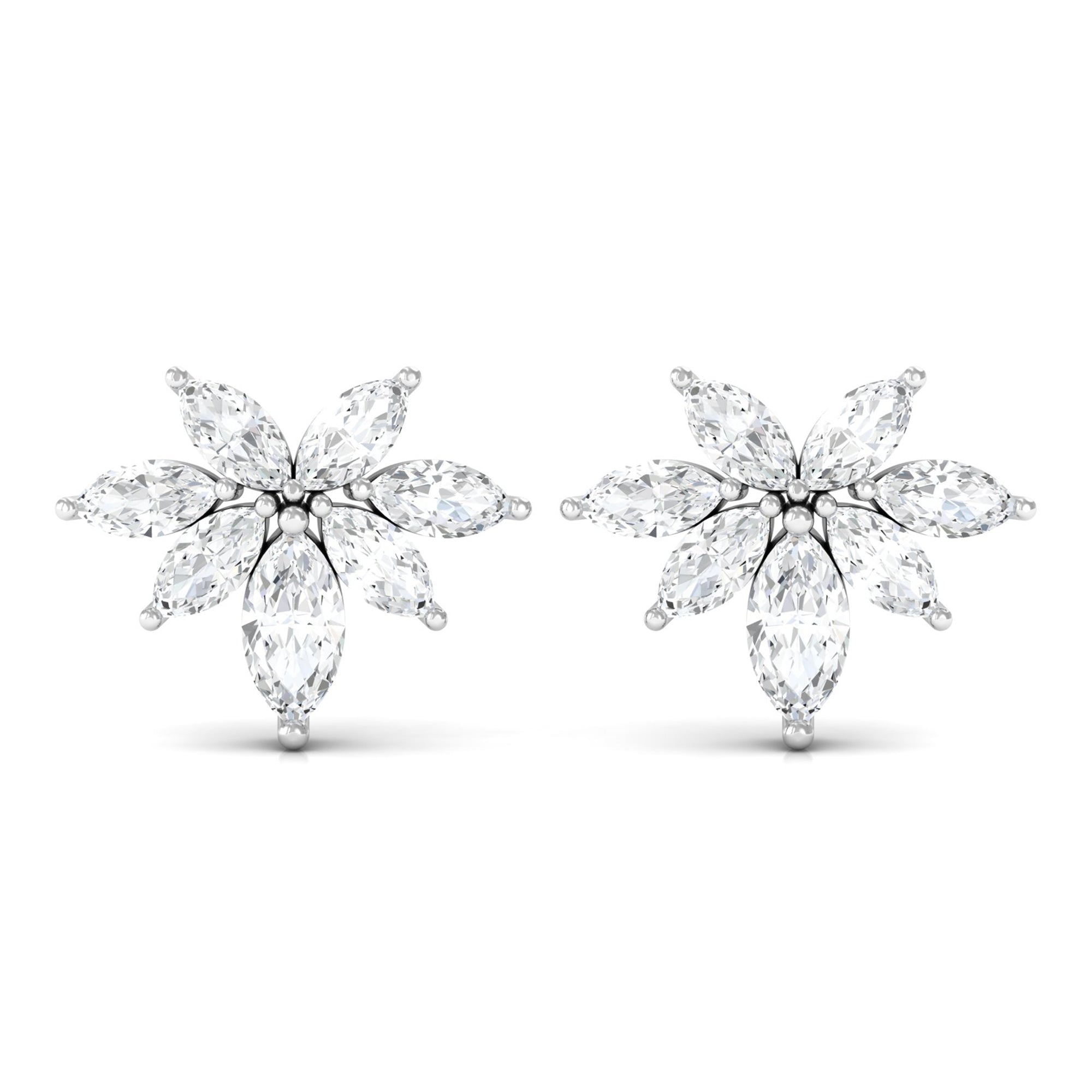 3/4 CT Real Diamond Cluster Stud Earrings in Gold