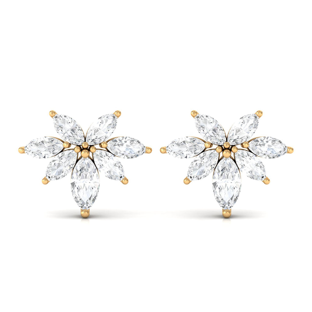 3/4 CT Real Diamond Cluster Stud Earrings in Gold
