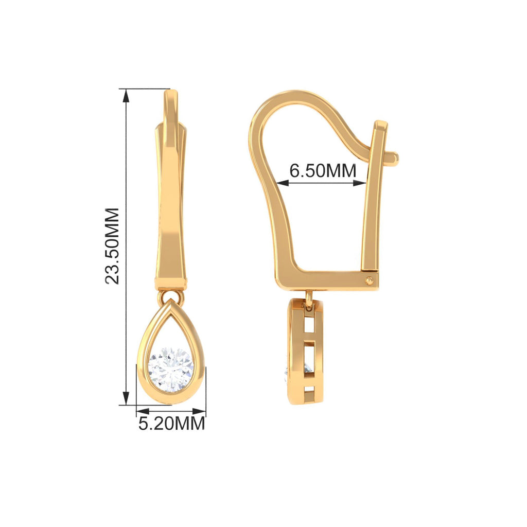 1/2 CT Genuine Diamond Teardrop Hoop Earrings