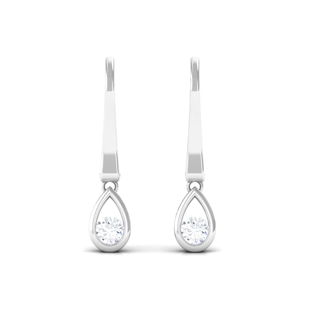 1/2 CT Genuine Diamond Teardrop Hoop Earrings
