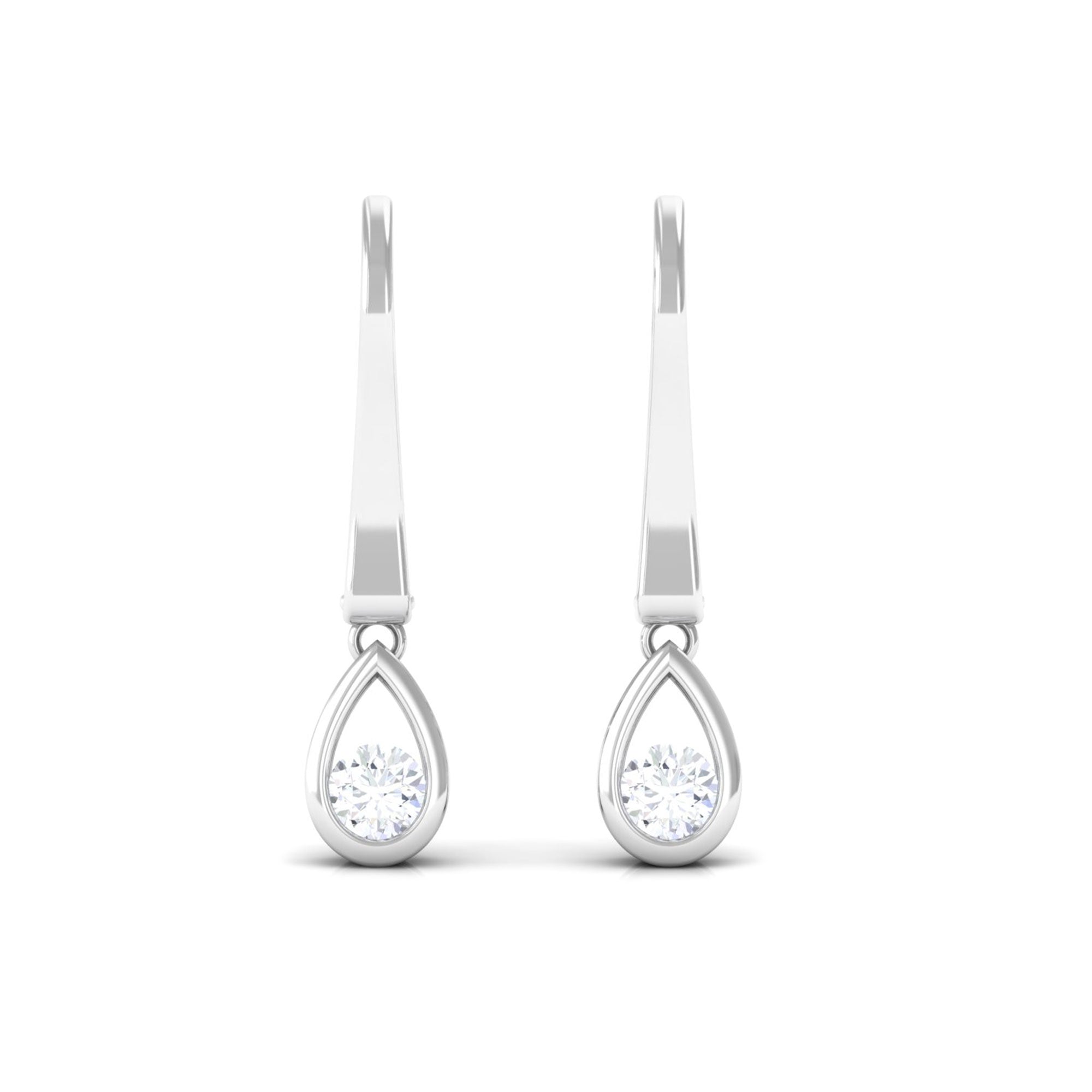 1/2 CT Genuine Diamond Teardrop Hoop Earrings