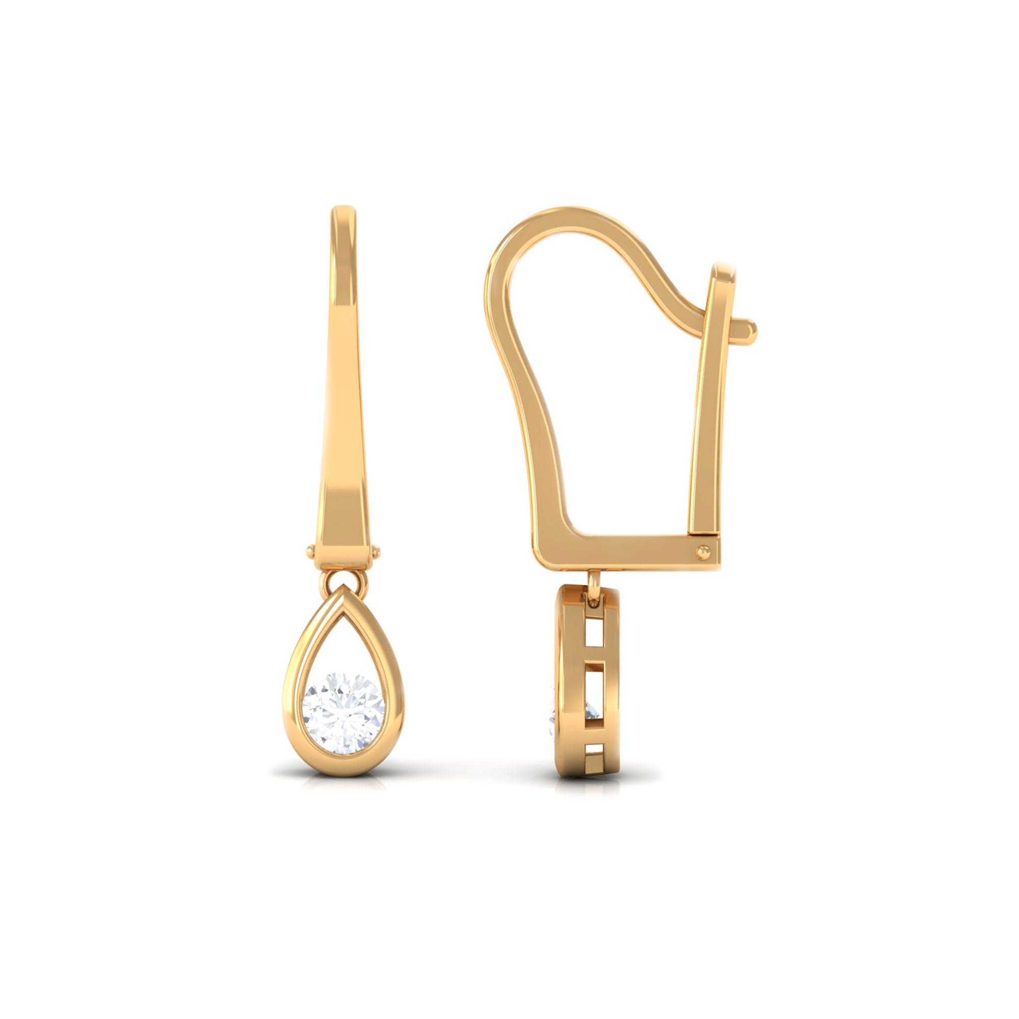 1/2 CT Genuine Diamond Teardrop Hoop Earrings