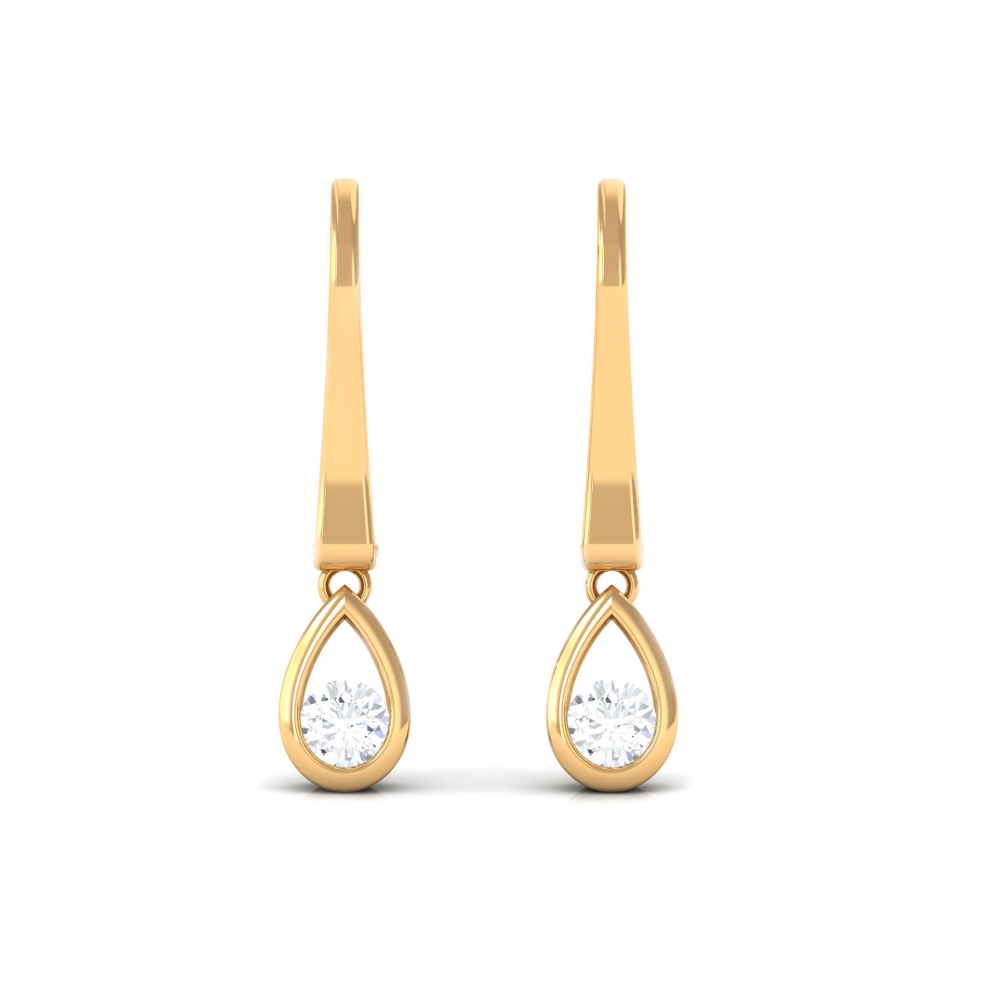 1/2 CT Genuine Diamond Teardrop Hoop Earrings