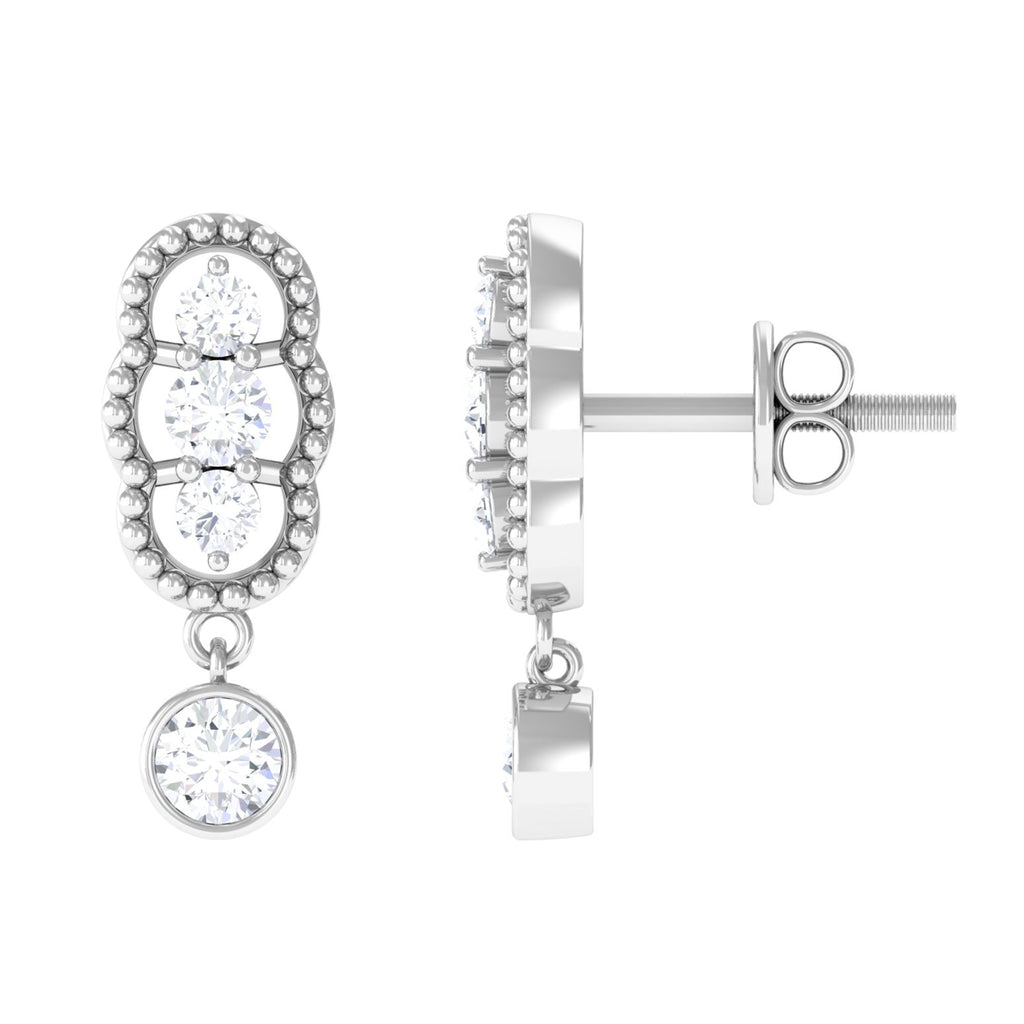 3/4 CT Minimal Diamond Drop Earrings in Gold