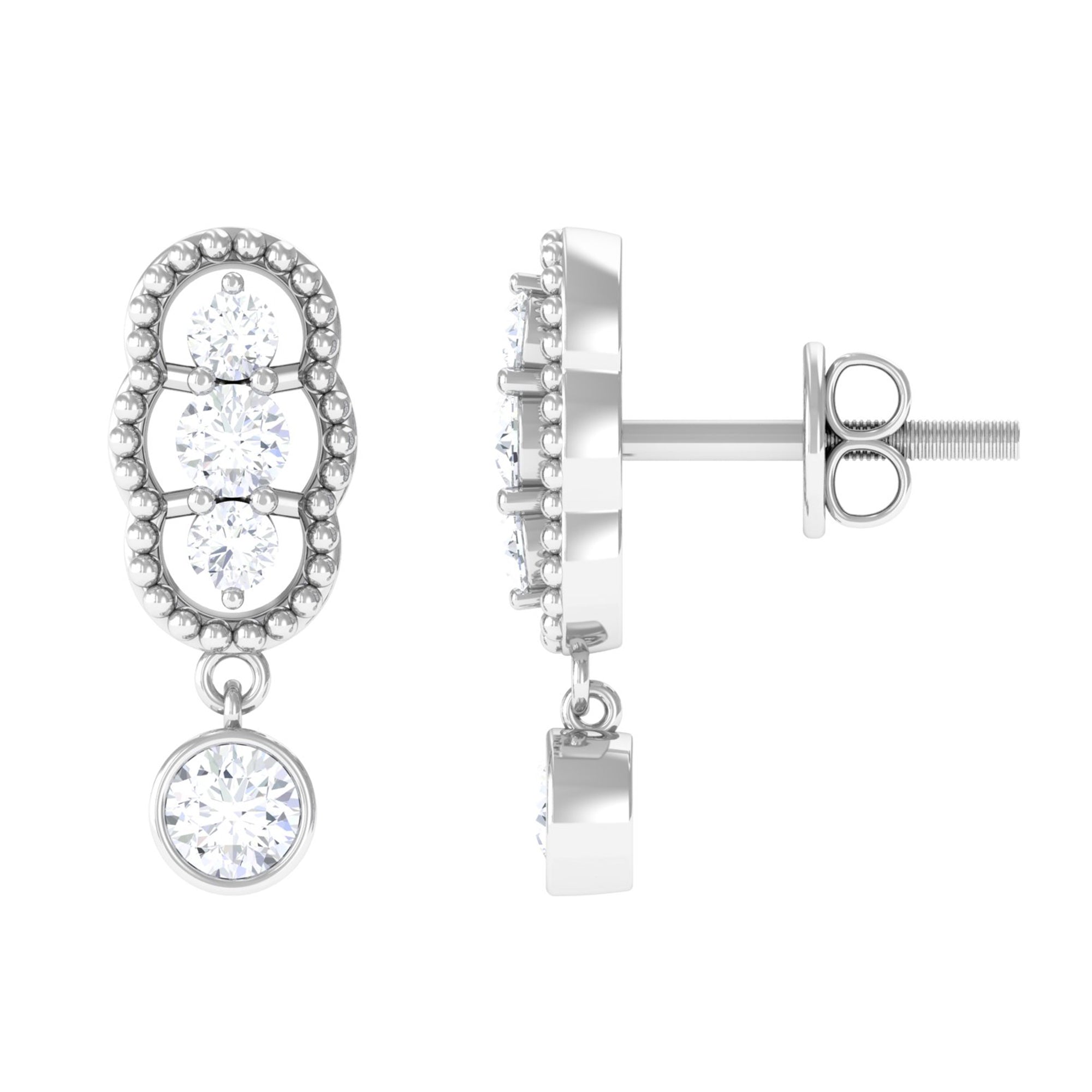 3/4 CT Minimal Diamond Drop Earrings in Gold