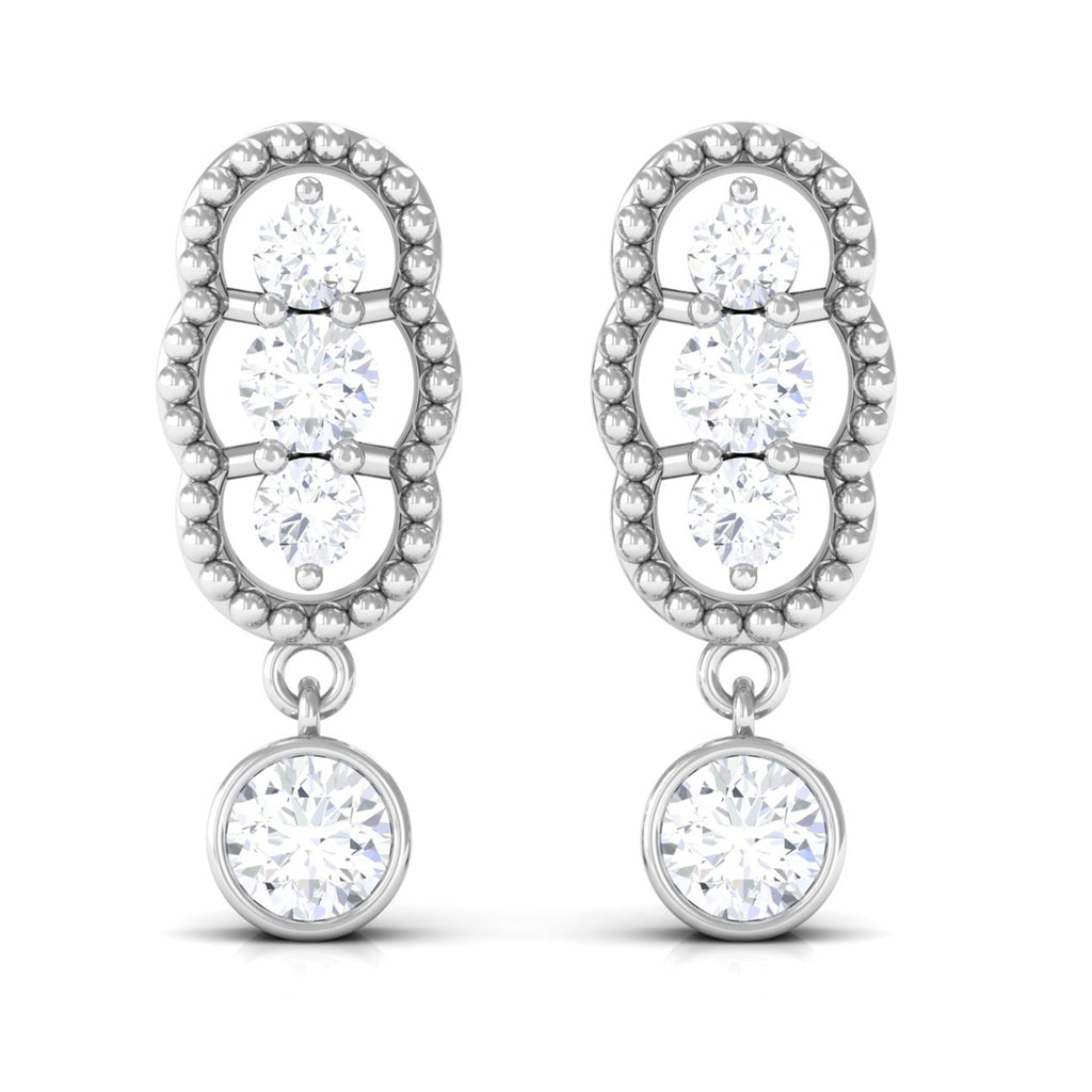 3/4 CT Minimal Diamond Drop Earrings in Gold