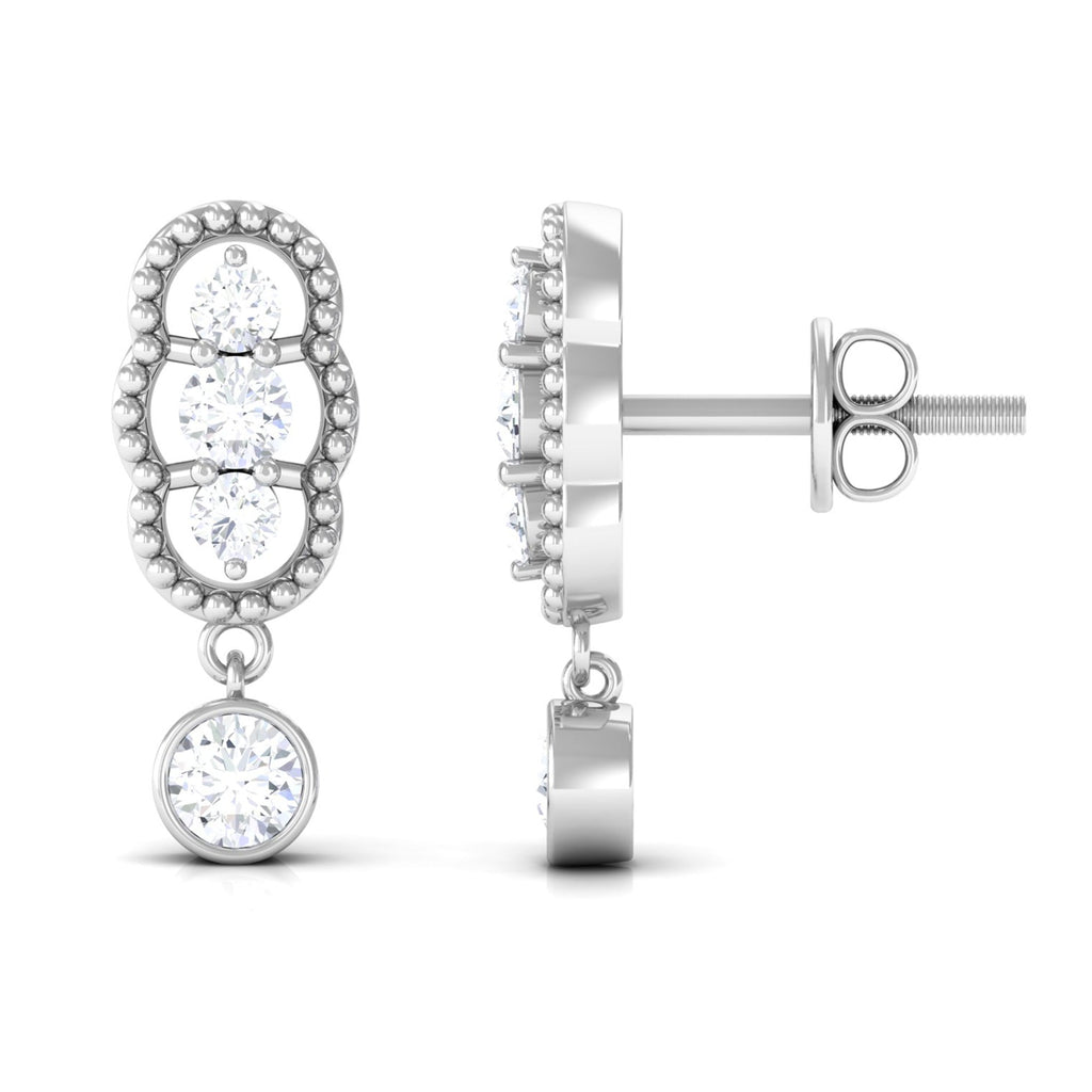 3/4 CT Minimal Diamond Drop Earrings in Gold