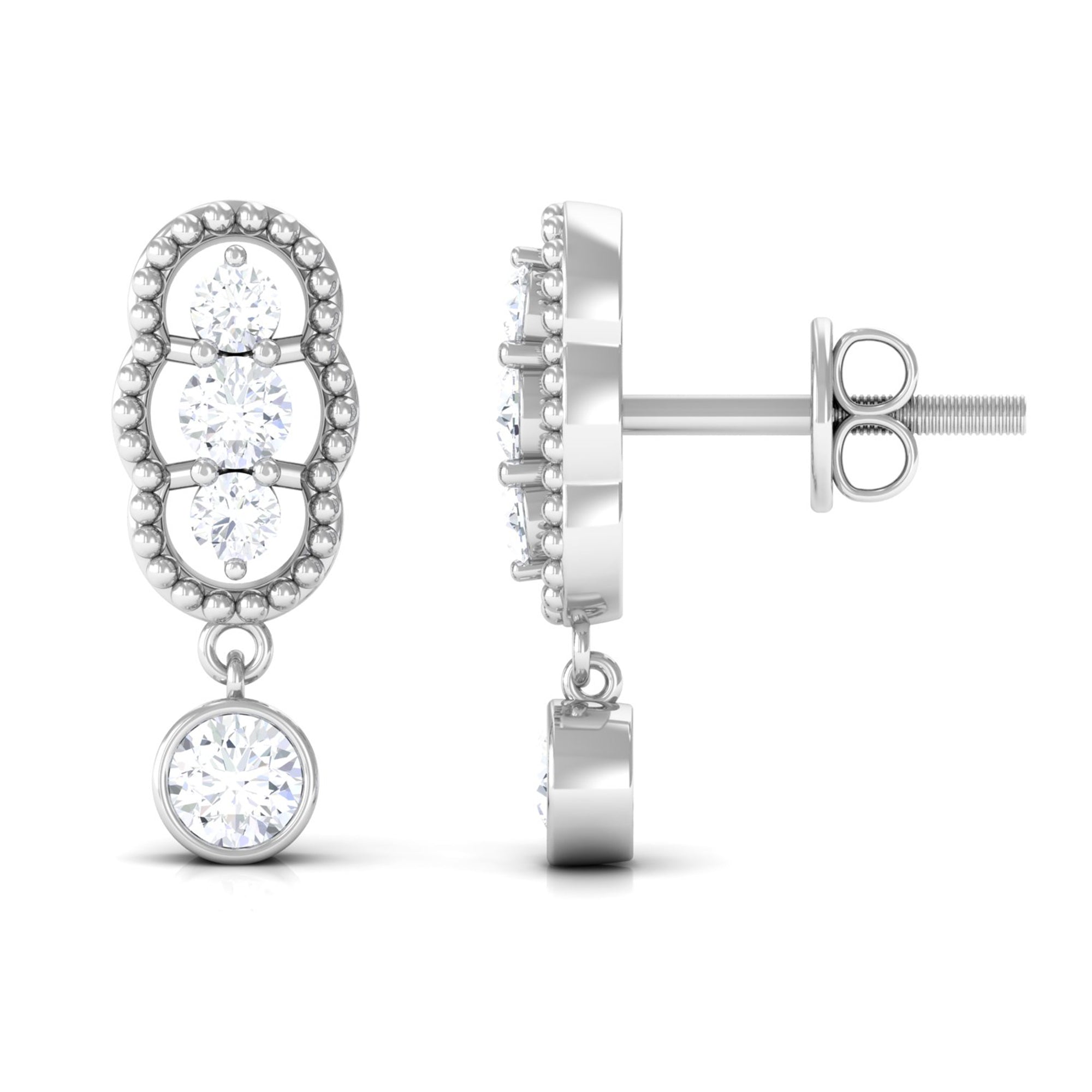 3/4 CT Minimal Diamond Drop Earrings in Gold