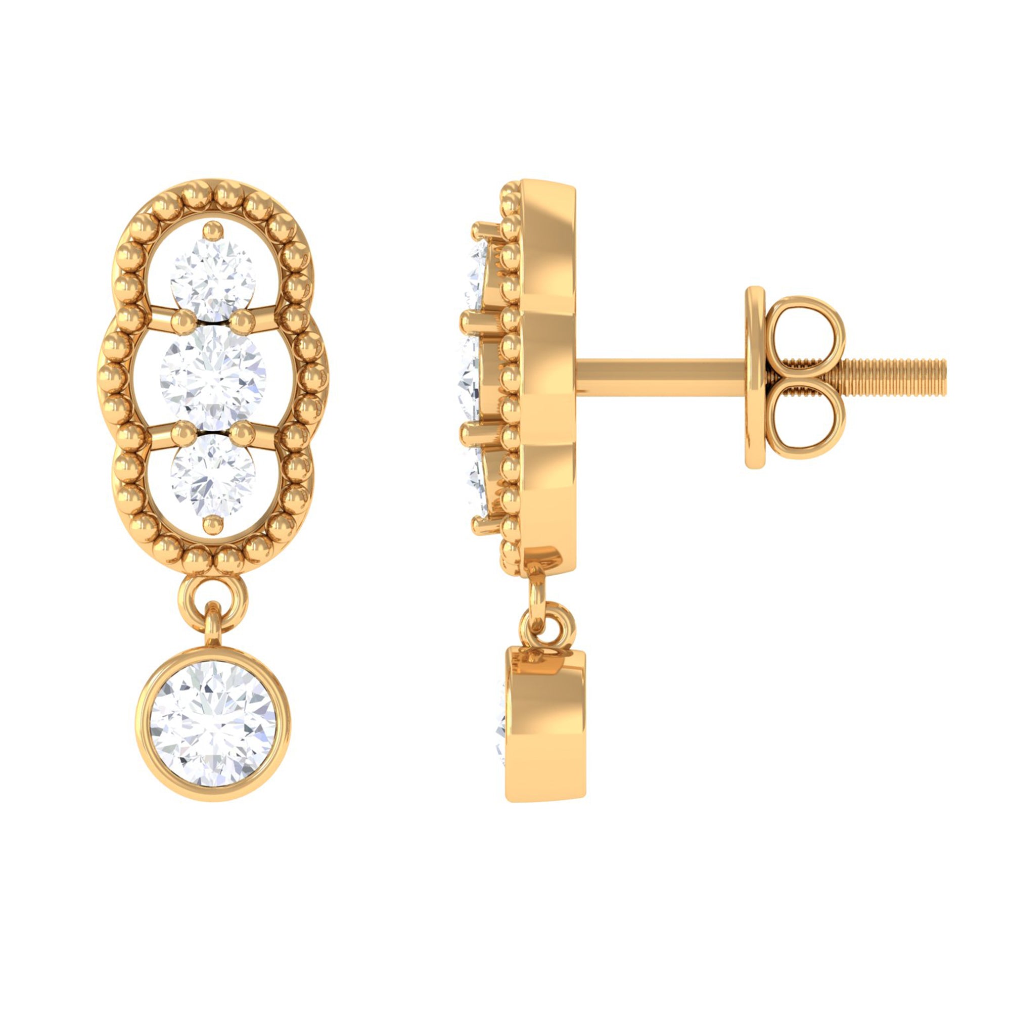 3/4 CT Minimal Diamond Drop Earrings in Gold