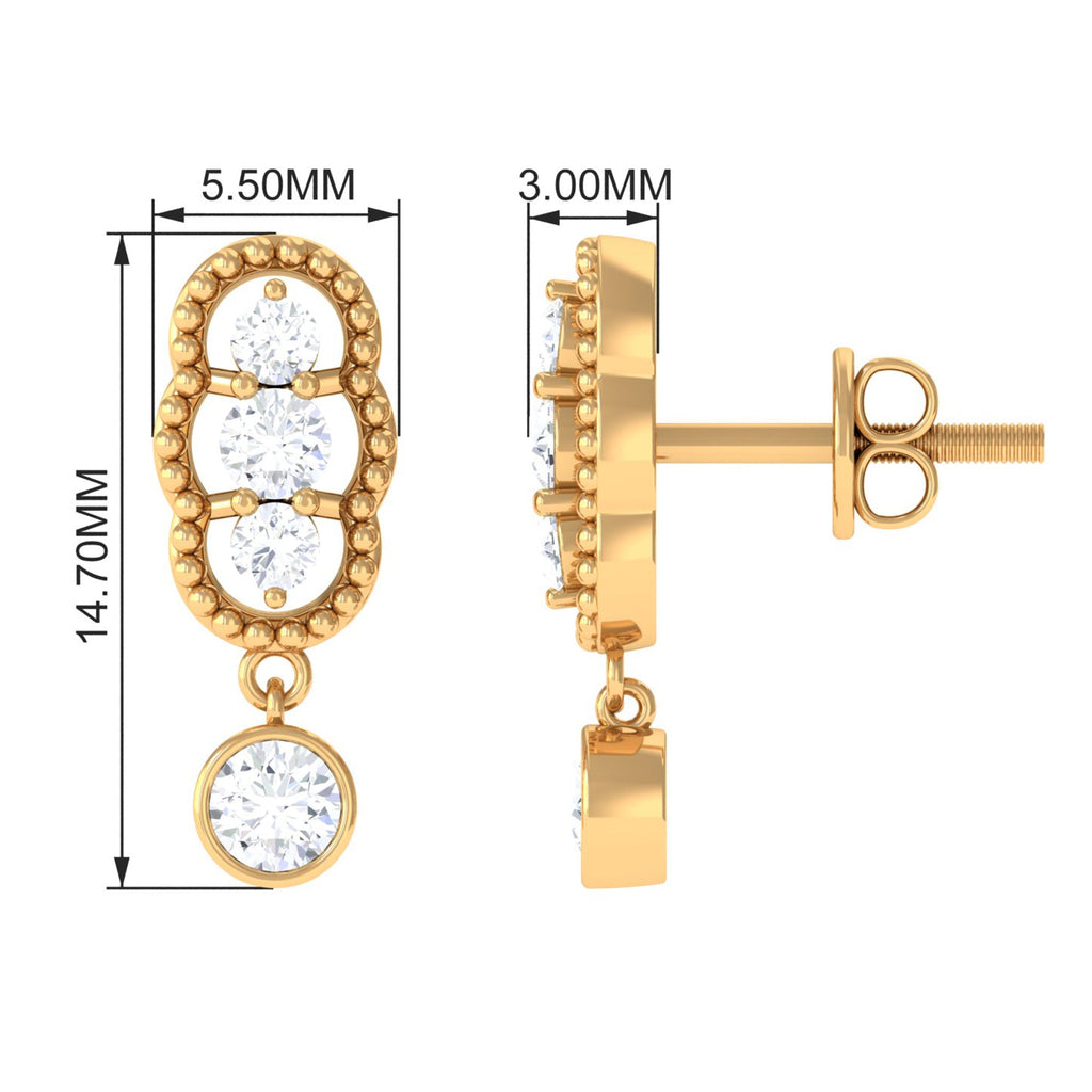 3/4 CT Minimal Diamond Drop Earrings in Gold