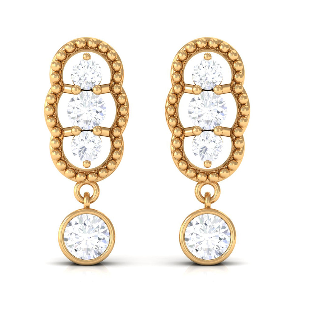 3/4 CT Minimal Diamond Drop Earrings in Gold