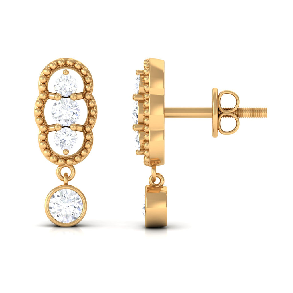 3/4 CT Minimal Diamond Drop Earrings in Gold