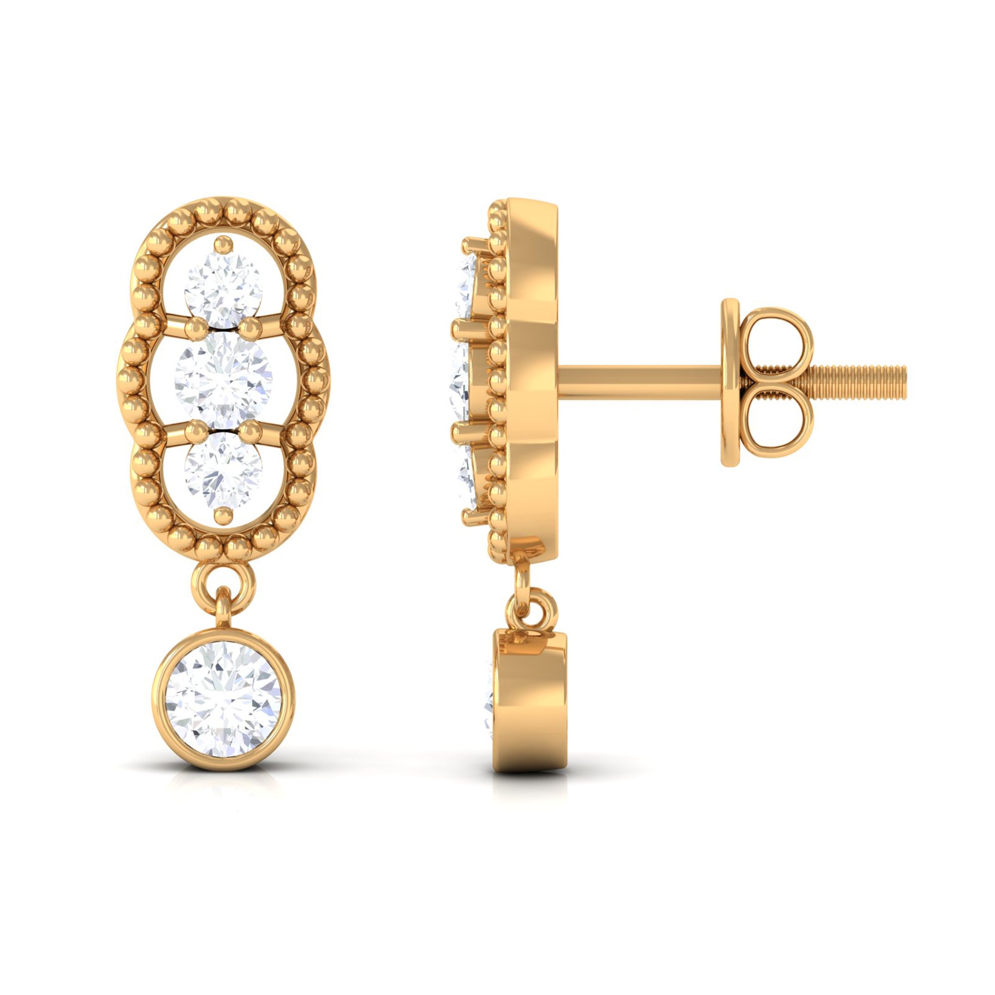 3/4 CT Minimal Diamond Drop Earrings in Gold