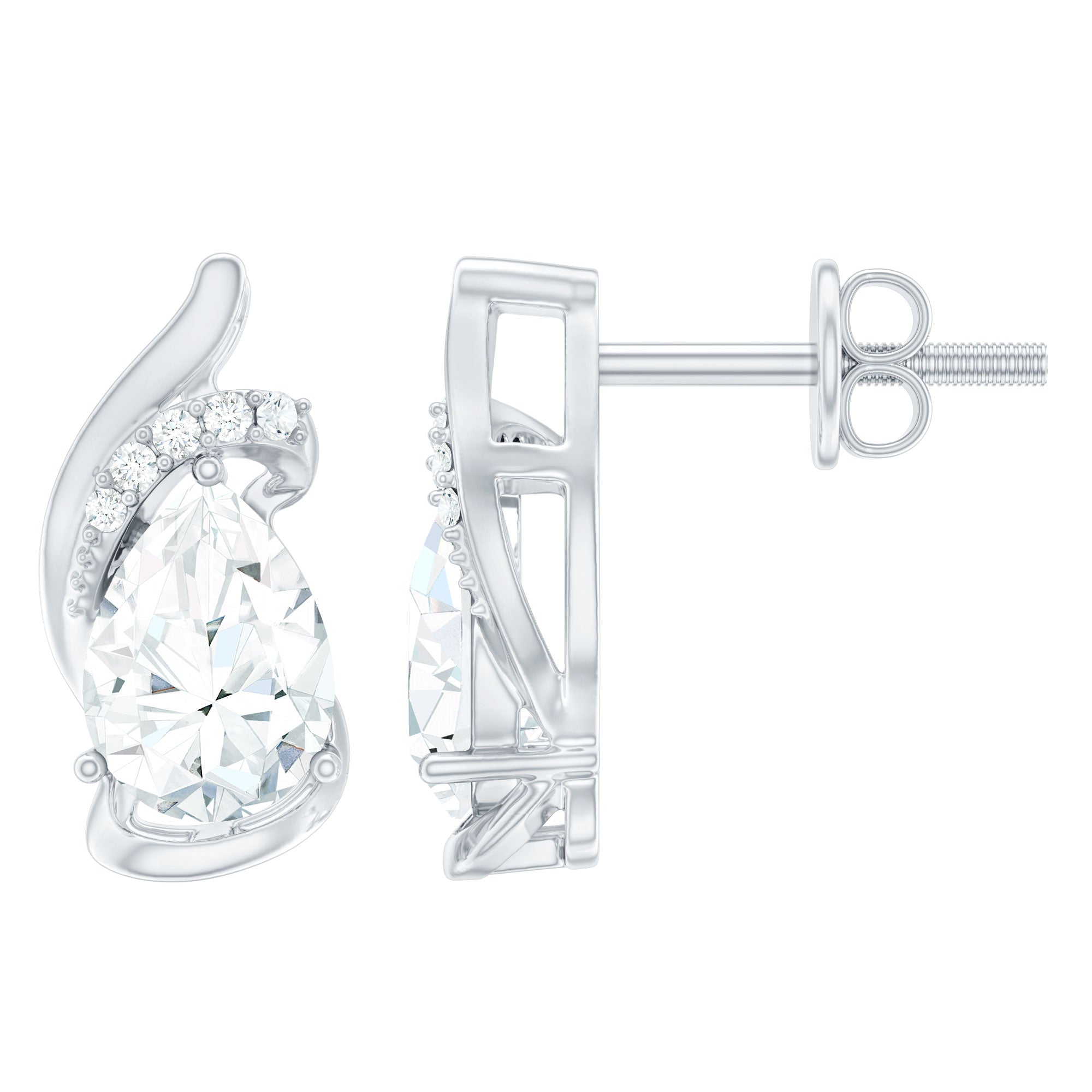 5X7 MM Certified Lab Grown Diamond Teardrop Stud Earrings