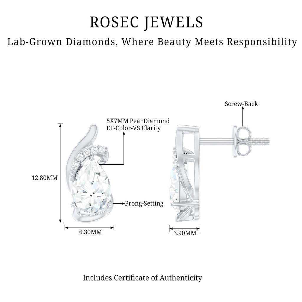 5X7 MM Certified Lab Grown Diamond Teardrop Stud Earrings