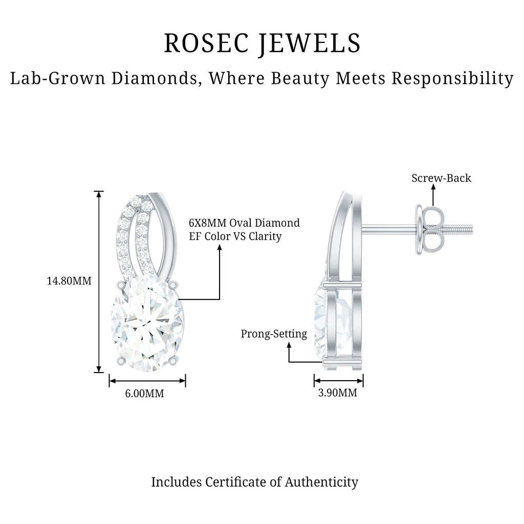 6X8 MM Oval Lab Grown Diamond Designer Studs For Women